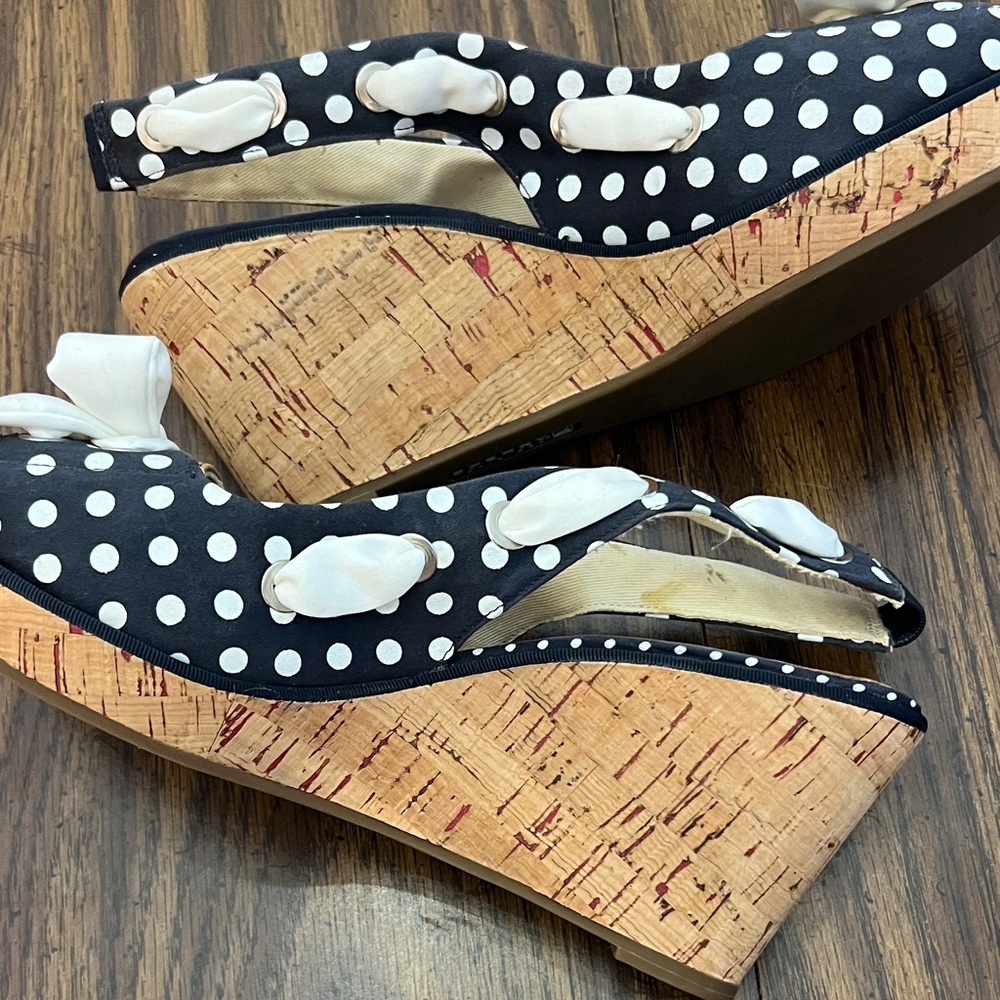 Sperry Women's Navy and White Polka Dot Wedges - Picture 4 of 7